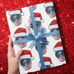 Weihnachtsgeschenkwrap, Foto-Weihnachtsmannmütze Geschenkpapier