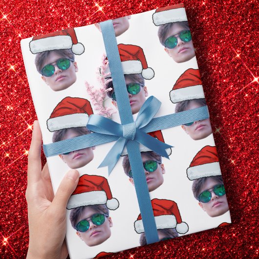 Weihnachtsgeschenkwrap, Foto-Weihnachtsmannmütze Geschenkpapier