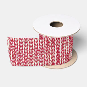 Weihnachtsgeschenkwrap mit rot-weißem Zigzag Satinband