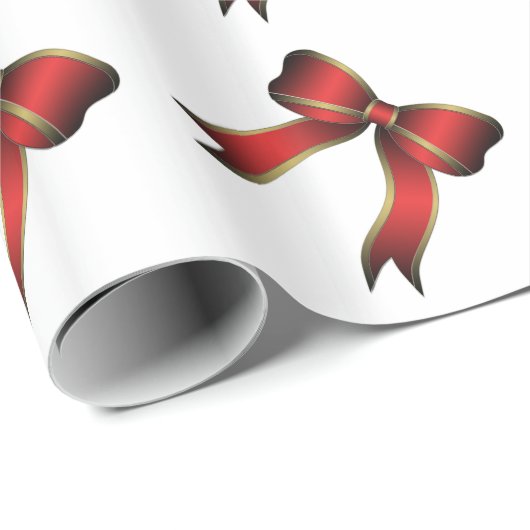 Weihnachtsgeschenkwrap/Rote und Gold Bows Geschenkpapier (Rolleneckpunkt)