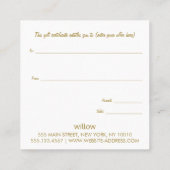 Weihnachtsgeschenkzertifikat Quadratische Visitenkarte (Rückseite)