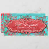 Weihnachtsgeschenkzertifikat Vintag Damask Salon b (Vorne/Hinten)