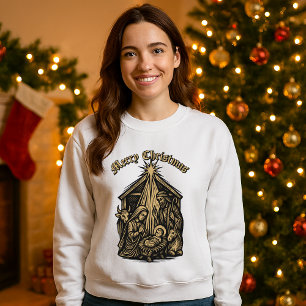 Weihnachtsgeschichte Retro Mittelalterlicher Holzs Sweatshirt