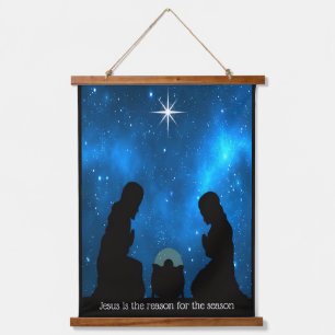 Weihnachtsgeschichte Wandteppich Mit Holzrahmen