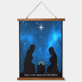 Weihnachtsgeschichte Wandteppich Mit Holzrahmen