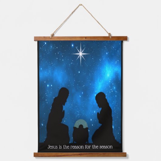 Weihnachtsgeschichte Wandteppich Mit Holzrahmen (Vorderseite)