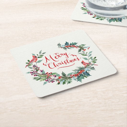 Weihnachtsgeschirr, Heiliger Kardinal Rechteckiger Pappuntersetzer (angewinkelt)