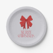 Weihnachtsgeschirr Pastell-Teller | Rote Schleife  Pappteller (Vorderseite)