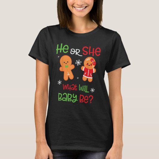 Weihnachtsgeschlecht offenbart Lebkuchen Er oder s T-Shirt (Vorderseite)