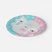 Weihnachtsgeschlecht offenbart Polar Bär Pappteller (Schrägansicht)