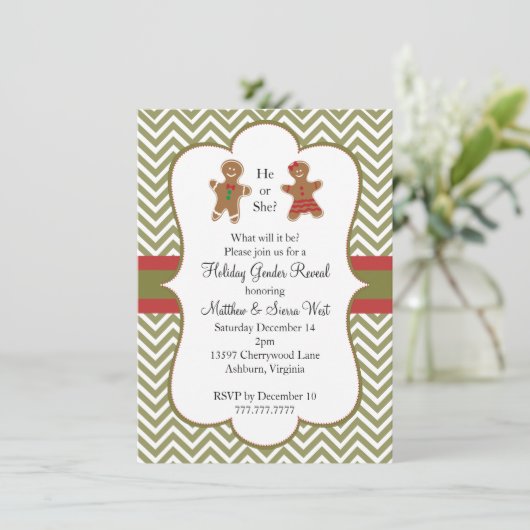 Weihnachtsgeschlecht zeigt Baby-Dusche Einladung (Stehend Vorderseite)