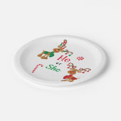 Weihnachtsgeschlechtsoffenbarung Reindeer Red Gree Pappteller (Schrägansicht)