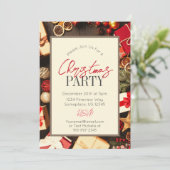 Weihnachtsgeschmack auf Rustikales Holz Weihnachte Einladung (Stehend Vorderseite)