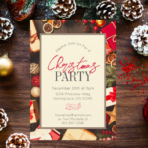 Weihnachtsgeschmack auf Rustikales Holz Weihnachte Einladung