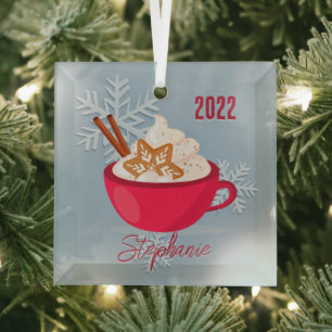 Weihnachtsgeschmack in einer Tasse Ornament Aus Glas