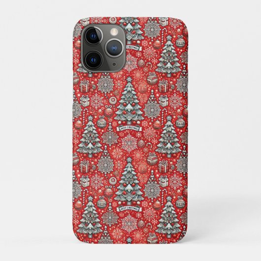 Weihnachtsgeschmack mit Bäumen, Schneeflocken Case-Mate iPhone Hülle (Rückseite)
