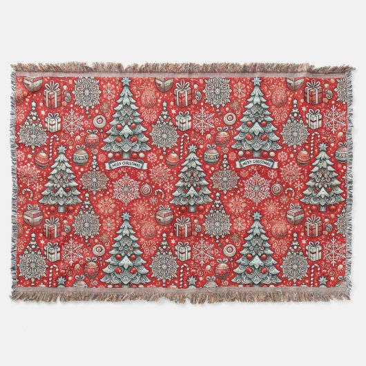 Weihnachtsgeschmack mit Bäumen, Schneeflocken Decke (Vorderseite)