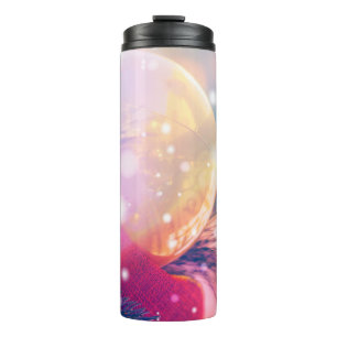 Weihnachtsgeschmack mit leuchtendem Bokeh, Rücksei Thermosbecher