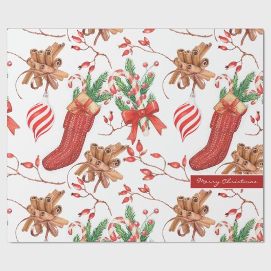 Weihnachtsgeschmack Zimt und Peppermint Muster Geschenkpapier (Flach)