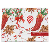 Weihnachtsgeschmack Zimt und Peppermint Muster Große Geschenktüte (Vorderseite)