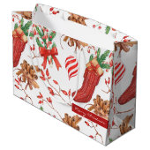 Weihnachtsgeschmack Zimt und Peppermint Muster Große Geschenktüte (Rückseite Schrägansicht)