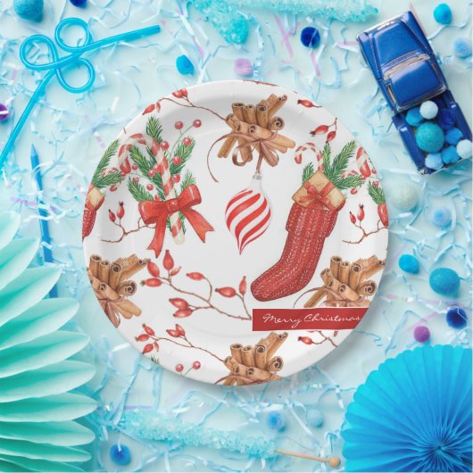 Weihnachtsgeschmack Zimt und Peppermint Muster Pappteller (Party)