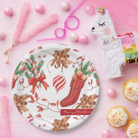 Weihnachtsgeschmack Zimt und Peppermint Muster Pappteller (Party)