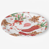 Weihnachtsgeschmack Zimt und Peppermint Muster Pappteller (Schrägansicht)
