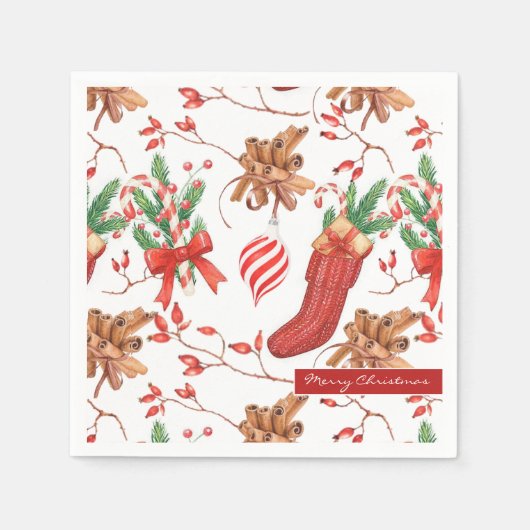 Weihnachtsgeschmack Zimt und Peppermint Muster Serviette (Vorderseite)