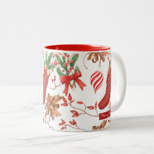 Weihnachtsgeschmack Zimt und Peppermint Muster Zweifarbige Tasse