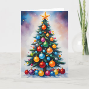 Weihnachtsgeschmuck & Galaxie Hintergrund Feiertagskarte