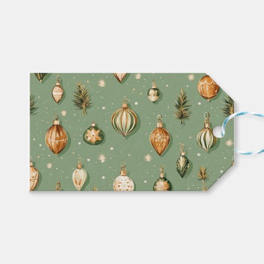 Weihnachtsgeschmuck Muster Grün Geschenkanhänger (Vorderseite (Horizontal))