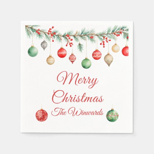 Weihnachtsgeschmuckbörse Party Garland Serviette (Vorderseite)