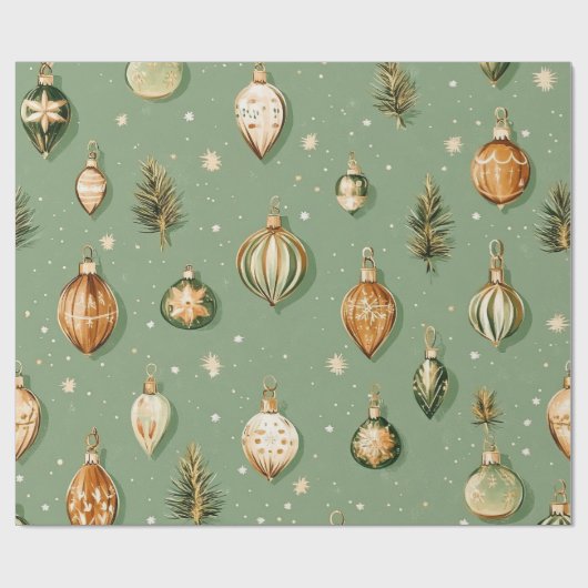 Weihnachtsgeschmuckmuster - Grün Geschenkpapier (Flach)