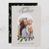 Weihnachtsgeschoss Foto Wasserfarbe Botanischer Ur Mitteilungskarte (Vorne/Hinten)