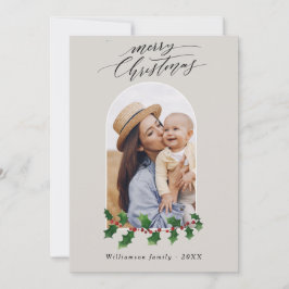 Weihnachtsgeschoss Foto Wasserfarbe Botanischer Ur Mitteilungskarte