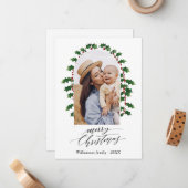 Weihnachtsgeschoss Foto Wasserfarbe Botanischer Ur Mitteilungskarte (Vorderseite/Rückseite Beispiel)