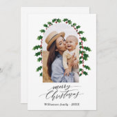 Weihnachtsgeschoss Foto Wasserfarbe Botanischer Ur Mitteilungskarte (Vorne/Hinten)