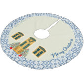 Weihnachtsgeschoss und portugiesische Fliesen Polyester Weihnachtsbaumdecke (Schrägansicht)