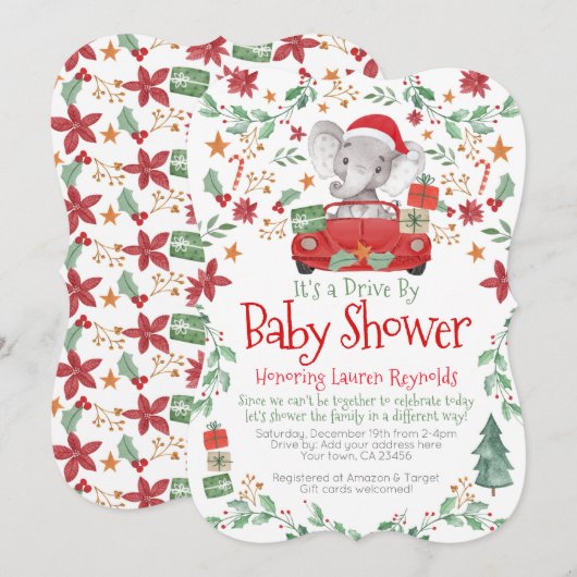 Weihnachtsgeschwür mit Kinderdusche Einladung (Vorne/Hinten)