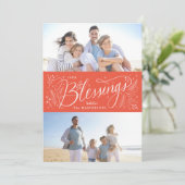 Weihnachtsgesegnung handschriftlich rot feiertagskarte (Stehend Vorderseite)