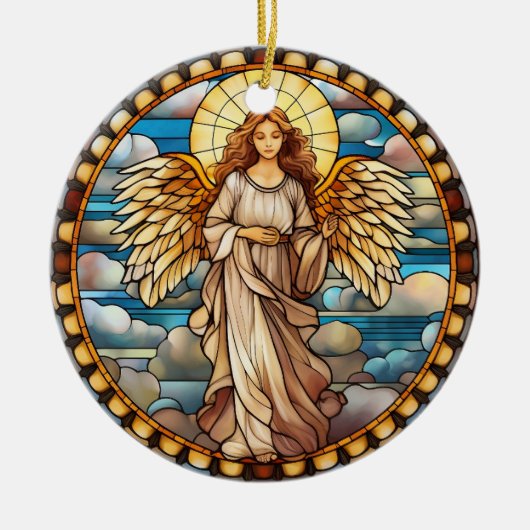 Weihnachtsgestanzter Glass Angel Keramik Ornament (Vorne)