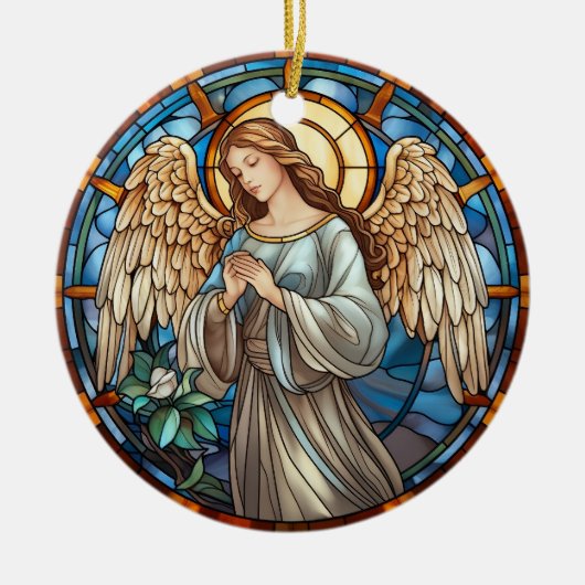 Weihnachtsgestanzter Glass Angel Keramik Ornament (Vorne)