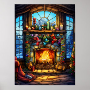 Weihnachtsgestanztes Glasposter Poster