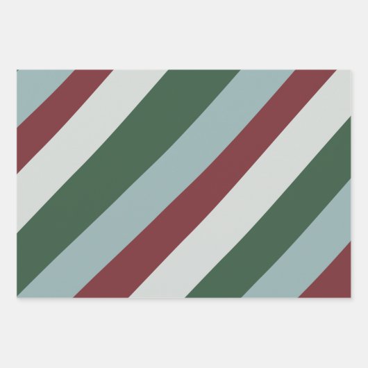 Weihnachtsgestreifen Muster Candy Cane Streifen Geschenkpapier Set (Vorderseite)