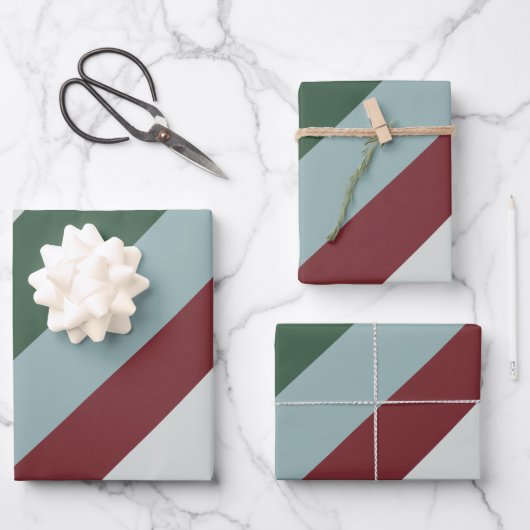 Weihnachtsgestreifen Muster Candy Cane Streifen Geschenkpapier Set (Vorderseite)