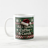 Weihnachtsgestrickter Pullover Alles was ich brauc Kaffeetasse (Links)