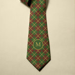 Weihnachtsgetarine, rotes Goldgold mit Monogramm Krawatte<br><div class="desc">Weihnachten elegant Vintage traditionelle Stil karierte Tartan Krawatte für ihn mit einem klassischen rot,  grün und gold Muster und einem personalisierten monogramm Namen Anfangsbuchstaben.</div>