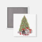 Weihnachtsgetiger am Baum Magnet (Vorderseite/Rückseite)