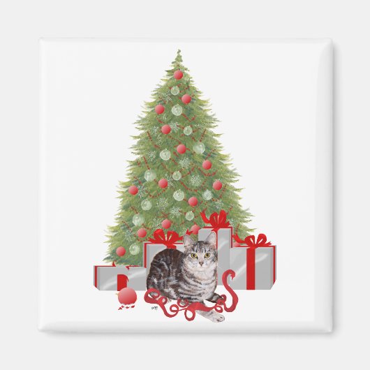 Weihnachtsgetiger am Baum Magnet (Vorne)